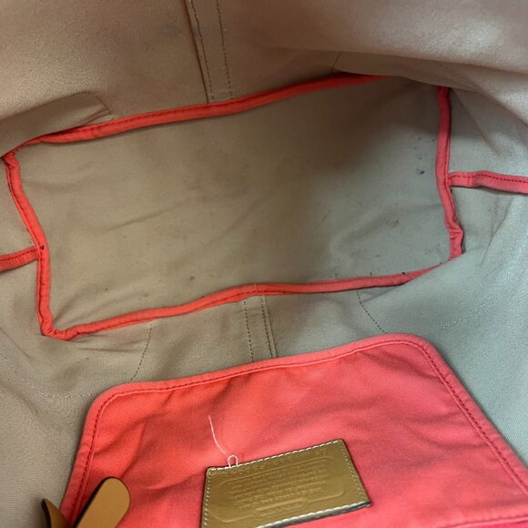 COACH F30041 Hadley Multistripe Canvas/Leather Medium Size Tote Bag - Picture 8 of 9